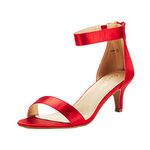 DREAM PAIRS Women's Low Kitten Heels Open Toe Comfortable Ankle Strap Party Dress Heeled Sandals Pump,Size 8,Red,Fiona