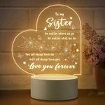 Sister Gifts from Sister, Sister Birthday Gifts - Unique Engraved Night Light, Best Gifts for Sister Friend Besties, Personalised Home Decor LED Bedside Lamp Presents for Sister