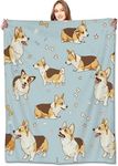 VODRM Corgi Blanket Cute Puppy & Dog Bone Throw Blankets,Birthday Gifts for Kids Adult & Pet Lovers,Lightweight Soft Fleece Cozy for Sofa Couch Bed Room Travel Decor 50x60in