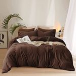 Pureant Brown Comforter Sets Full Solid Mocha Coffee Bedding Comforters Cotton Men Plain Dark Brown Quilts Adults Chocolate Brownness Blankets Vintage Chestnut Comforters Teens Brown Dorm Bedding Soft