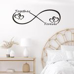 Love Heart Together Forever Carved Vinyl Wall Decor, His and Hers Bedroom Decor, DIY Removable Wall Decals Peel and Stick, Mr and Mrs Wall Decors for Bedroom Couples,Living Room, Home Sweet Decoration