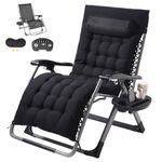 VEVOR, 33 inch Zero Recliner Lounge Indoor and Outdoor, Adjustable Anti Gravity Chair with Cushion, Headrest, Footrest, and Cupholder, 500 lbs, Black, 83.82 cm