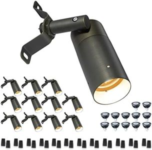 Gardenreet Brass Low Voltage Spot Downlight, 12V Outdoor LED Landscape Down Lights for Flag Garden Yard Architectural with 5W MR16 LED Bulb 2700K Warm White(12 Pack)