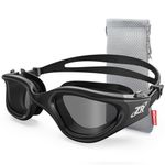 ZIONOR Swimming Goggles G1 Polarized Swim Goggles UV Protection Watertight Anti-Fog Adjustable Strap Comfort fit for Unisex Adult Men and Women-Black Frame Smoke Lens