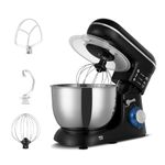 KENT Stand Mixer 1300 W | Ideal To Whisk, Mix & Knead | 5L Stainless Steel Bowl | 6 Speed Setting & Pulse Function | 100% Copper Motor | Included Component Whisker, Dough Hook & Beater | Silver&Black