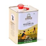 God Choice Organic Farms – Organic White Sesame Oil (5 Litre, Tin)| 100% Wood Cold Pressed | Certified Organic | Made In Small Batches | Unrefined/ Single Filtered | Additive Free| Preservative Free| Lab tested.