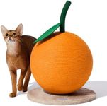 VETRESKA Orange Cat Scratching Post, Cute Cat Scratcher with Sisal Rope, Vertical Cat Scratch Post for Indoor Cat and Kitten, Cat Scratching Ball