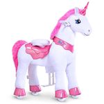 PonyCycle Essential Model E Pink Unicorn Riding Toy for Kids (with Brake/Size 4 for Age 4-8) Rocking Horses Ride on Pony Unicorn Toy for Girls - E412