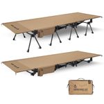 ONETIGRIS SUPRATIROS Extra Large Camping Cot, Height Adjustable Oversized Sleeping Cot with Extending Legs for Camping, Car Trips, Truck, Beach, Office Nap, Sturdy Supports Up to 400 lbs