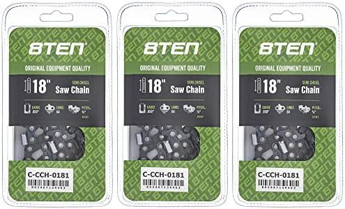 8TEN Semi Chisel Chainsaw Chain 18 Inch .050 3/8 64DL for Echo CS-600P Jonsered 2160 Makita DCS430 (3 Pack)