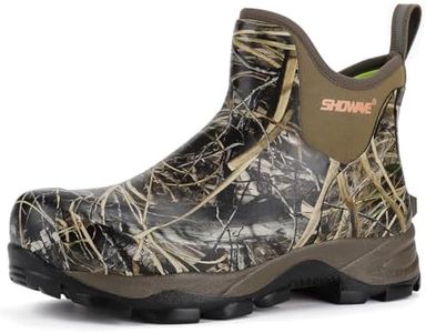 Showave Men's Rubber Boots Waterproof Rain Footwear Durable Short Hunting Boots for Mud Gardening Yard and Chore Working, Camo, 9