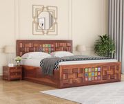 Advika Handicraft Sheesham Solid Wood Josy Sheesham Wood Bed with Storage (Honey Finish)