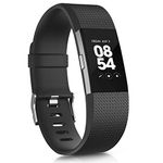 Vancle Replacement Bands Compatible for Fitbit Charge 2 Bands, Soft Silicone Accessory Strap for Fitbit Charge 2 Small Large, No Tracker (031, Black, Large)