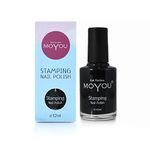 MoYou Nails Original Black colour, shiny stamping nail polish used to create beautiful and long lasting nail art designs