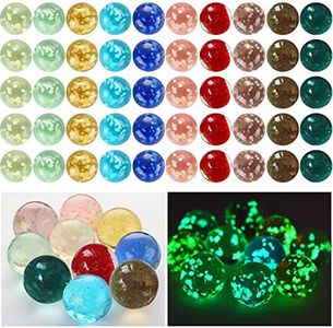 Skylety 50 Pieces Handmade Glass Marbles, Marbles Glow in The Dark, Colorful Glass Marbles for Boys and Girls Marble Games, DIY and Home Decoration, 10 Colors