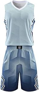 Men’s Basketball Uniform Team Jersey Shirts Training Tank Top and Athletic Shorts Grey 6XL