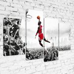 OneBlankWall MPS020 Michael Jordan Slam Dunk Impossible Is Nothing Framed Ready To Hang Multi Panel Canvas Print, Sport, Pop Street Wall Art, Picture