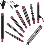 IG INGLAM Curling Iron Wand Set, 8 in-1 Interchangeable Ceramic Barrels with Infrared, Cucurbit, Tapered, Extended, 1in, 1 1/4 in, 3/4in Barrels and Clips