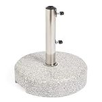 VonHaus Parasol Base 22kg – Umbrella Stand for Outdoor, Garden, Patio – Heavy Duty Parasol Holder Comes with 3 Pole Adaptors, Carry Handles, 2 Locking Screws – Round Shape, Stone Granite Effect, Grey