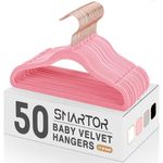 Smartor Pink Baby Hangers Velvet Kid Hangers 50 Pack Children Hangers Non Slip Included 6PCS Baby Clothing Dividers