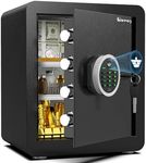 Kavey [2024 NEW] 2.0 Cub Fireproof Safe Box, Home Safe with Digital Keypad and Dual Alarm System, Money Safe With Mute Function and LED Light, Safe with Removable Shelf, Safe for Money Valuables