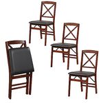 Giantex Folding Dining Chairs Set of 4, Foldable Wood Kitchen Chairs with Padded Seat, Solid Wood Frame, Max Load 400 Lbs, No Assembly Easy to Store Wooden Dining Chairs for Apartment, Small Space