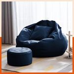 Biggie Bean Bag with Beans Filled 4XL Luxura Elite Bean Bag Sofa with Free Cushion and Footrest - Official : SnuggleSphere Combo (Matching Color : Regular, Indigo)