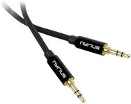 Nyrius Premium Grade 3.5mm Auxiliary Audio Cable (3 Feet) with Tangle Free Braided Protective Shielding & Gold Plated Step Down Connector for Smartphones, Tablets, Home Stereo, Car Audio (AC03).