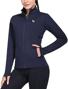 BALEAF Women's Fleece Running Jacket Water Resistant Full Zip Winter Cold Weather Gear Thermal Cycling Workout Jackets Dark Blue L