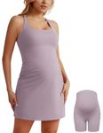 Maacie Pregnancy Purple Dress for Women Workout Dress with Yoga Shorts Over Belly Side Ruched High Waist Summer Dress XL