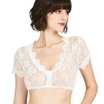 Oktoberfest Blouse Women's Dirndl Dress Crop Top, Lace Germen Bavarian Traditional Costume (Lace White, XXL)