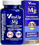 VitaUp Magnesium Glycinate for Men & Women - Magnesium Bisglycinate 200mg Capsules - High Absorption Magnesium Oxide - Muscle Function - Heart & Metabolism Support Magnesium Supplements 120 Vegan Caps