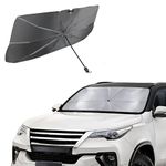 Amazon Basics Car Sun Shield - Large (Pack of 1) Effective Sun Protection & Heat Insulation | Foldable Design for Most Vehicles | Silver