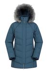 Mountain Warehouse Isla II Womens Down Jacket - Faux Fur Trim Hood Denim Womens Size 16 US