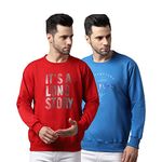 VIMAL JONNEY Fleece Round Neck Multicolor Printed Sweatshirt for Men (Pack of 2)-SW_44_MRN_46_BLU_02-L