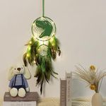 LED Dream Catcher,Dinosaur Dream Catchers with Lights, Birthday Christmas Gifts,Bedroom Livingroom Nursery Boys Green Handmade Wall Hanging Ornaments Crafts,Decorations