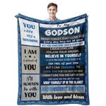 Godson Gifts from Godmother Godfather Godparents, God Son Gifts Blanket, First 1st Communion Baptism Gifts for Boys, Godson Confirmation Gifts for Teenage Boys, Christian Gifts for Men Blanket 60"X50"