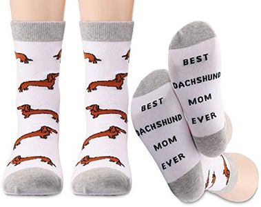 Lot de 2 paires de chaussettes teckel « Best Teckel Mom Ever Crew » - Cadeau pour propriétaire de chien - Cadeau pour les amoureux de teckels - Cadeau pour femme (teckel maman), Teckel Momsocks,