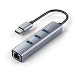 Vunvooker USB 3.0 to Ethernet Adapter,USB Hub with RJ45 1000 Gigabit,3*USB 3.0 Ports,USB to Network Adapter Multiport for MacBook Pro/Air,iPad Pro,iMac,Surface Laptops,Chromebook,XPS,and More