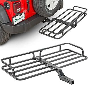 Quadratec Compact Cargo Rack Basket Platform, 48" x 19.5" - Mounts to 2" Receiver Hitch - Great for Hauling Luggage, Camping Gear, Supplies, Generators, and More - Fits Jeeps, Cars, Trucks, SUV & More