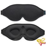 2024 Innovative Sleep Mask for Men and Women, Trilancer 3D 100% Light Blocking Design, Comfortable Eye mask, Blackout Blindfold for Sleeping, Nap, Meditation, Travel, with Earplugs (Black)