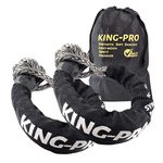 KING-PRO Synthetic Soft Shackle 1/2"x24" Soft Shackle 42,000lbs Breaking Strength Recovery Rope Shackle with Protective Sleeves for Full-Size Truck Large SUVs Offroad Vehicels 2-Pack (Black-Gray)