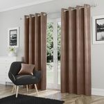 Enhanced Living Goodwood Bronze Thermal Blockout Eyelet Curtains - 66 x 72 inch (168 x 183cm) - Energy Saving & Noise Reducing Curtains for Living Room & Bedroom