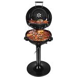 Electric BBQ Grill, Techwood 15-Serving Indoor/Outdoor Electric Grill for Indoor & Outdoor Use, Double Layer Design, Portable Removable Grill, 1600W (Stand Grill, Black)