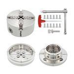 DEEFIINE 4 Inch Wood Lathe Chuck Set 1-1/4"- 8 tpi thread, Nickel Plated Self Centering 4 Jaw Wood Turning Chuck set (2PCS jaws)