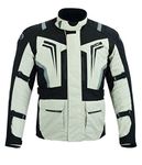 Jet Motorcycle Motorbike Jacket Mens Textile Waterproof Armoured Reflective Magnetic Pockets STORMER (Black Silver, XL)