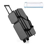 CURMIO Rolling Carrying Case with Wheels Compatible for Cricut Explore Air 2, Cricut Maker and Silhouette Cameo 4, Double Layers Craft Tote Bag with Pockets for Craft Supplies, Gray (Bag Only)