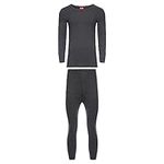 Heatwave® Men's Extreme Thermal Underwear Set, Long Sleeve Top & Long Johns, Winter Outdoor Ski Wear Thermals, Small Charcoal