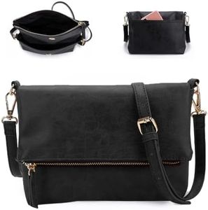 Rhockyrhiver Small Crossbody Bags for Women wiht Vegan Leather,Messenger Bag Women,Womens Bag Cute Designer Shoulder Bag,Anti Theft Crossbody Purse,Black Bag