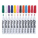 Volcanics Liquid Chalk Markers Glass Markers Erasable Pens,for Chalkboards Mirrors Whiteboards,Blackboards,Glass,12 Pack,12 Colors